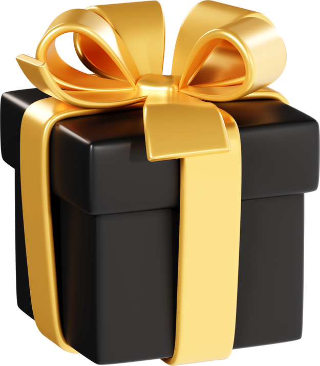 Gift Box Black Golden Ribbon